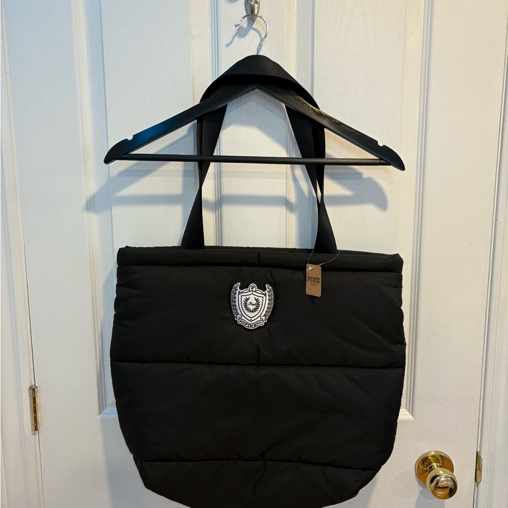 Victoria Secret - Pink Black Tote with Embroidered Emblem